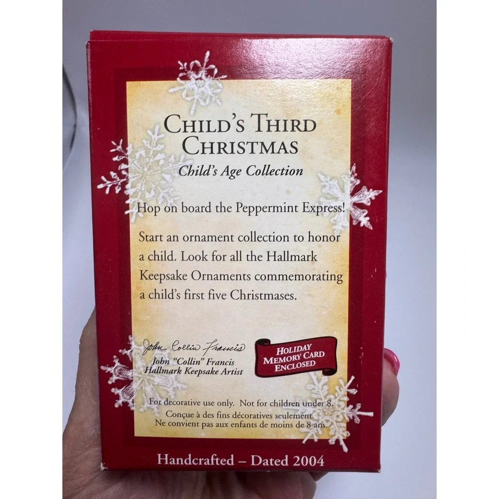 Hallmark Keepsake Ornament 2004 Child's Third Christmas Panda Peppermint Express